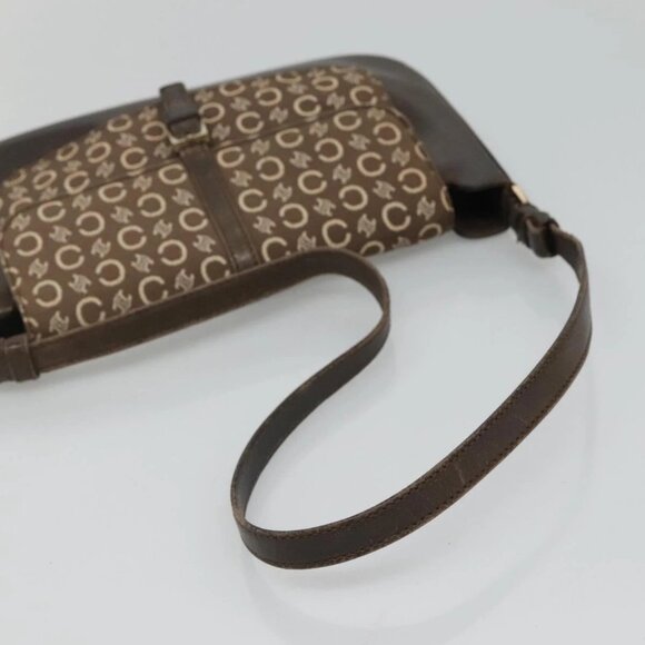 CELINE C Macadam Canvas Shoulder Bag Brown Gold - Picture 7 of 16
